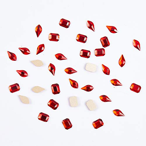 NICENEEDED Nail Rhinestones Set With 40 Pcs Flame Flatback Rhinestones And 40 Pcs Emerald Design Rhinestones Crystals For Nails Decoration Gem Stone Charms Supplies (Style 2)