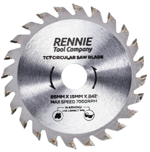 85mm x 24T TCT Circular Wood Saw Blade x 15mm Bore + 10mm Reduction Rings Compatible with Worx Worxsaw Bosch Makita Ryobi Makita Circular saws. 24 Teeth Mini Circular Saw Blade