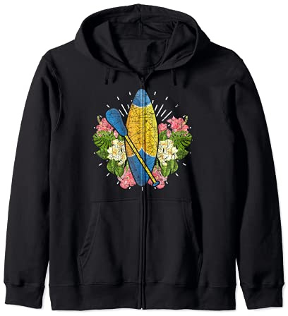 Flowers Paddle Board Paddleboarding Stand Up Paddling SUP Zip Hoodie