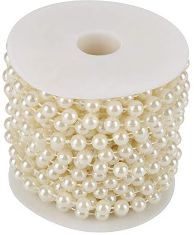 Pearl Beads String Chain Garland, 10m/roll Grinding Pearl Wire Beads Garland String DIY Wedding Decoration for Party Home Decoration 8mm (Beige)
