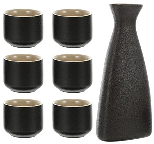 Juego de Sake de Cerámica Y Tazas de Sake Japonés Juego de Sake de Porcelana Botella Tokkuri Y Seis Tazas de Sake Ochoko Juego de Sake para Servir en Casa O Restaurante
