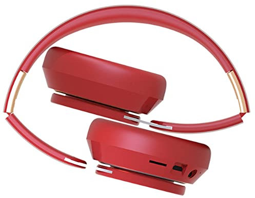 Cuffie Bluetooth da sopra l'orecchio,cuffie wireless per adulti e DJ con cancellazione attiva del rumore,con 20 ore di riproduzione e auricolari in memory foam,per DJ/TV/PC/telefono (rosso)