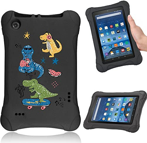 Cartoon Case for A m a z o n Fire 7 with alexa Tablet Case,(9th & 7th & 5th Gen,2019 & 2017 & 2015 Release) Light Weight Shockproof Foldable Kids/Children EVA Foam Cover Case (dinosaur party)