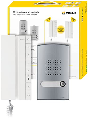 VIMAR K40542.E - Kit interfono a 2 fili con 1 unità elettronica audio, 1 giradischi audio a 1 pulsante, 1 citofono Voxie con 6 pulsanti, 1 alimentazione