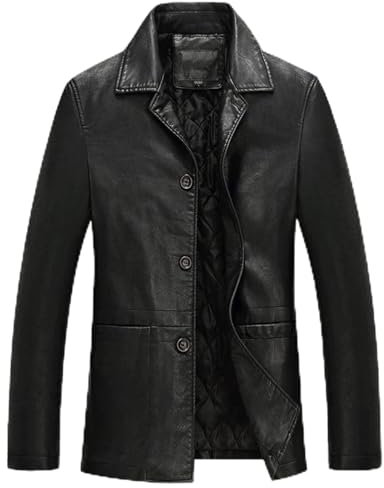 ROTAKUMA Veste En Cuir D'affaires Hommes Épais À Vent Chaud Puce Veste De Cuir (Color : Black, Size : M)