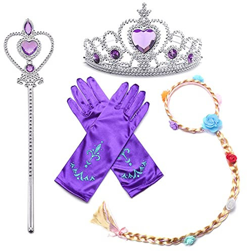 Damen Haarreif Haarschmuck Kinder-Set, Krone, Tiara, Zöpfe, Handschuhe, Stirnband, Haarkrone, Anziehzubehör,A-1