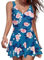 SHEKINI Femme Maillot De Bain Jupette Une Pièce Robe Rétro Bretelles Fixes Col en V Ruched Jupe De Bain Bikini Jupette Amincissante Abdominal Contrôle Robe De Plage（XL，Impression De Roses）