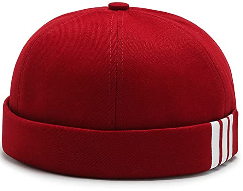 WULIQIUQIU Gorra Docker sin ala para hombre, gorro de marinero, rosso, Talla única