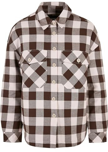 Urban Classics Damen Ladies Flanell Padded Overshirt pink/Brown, 4XL