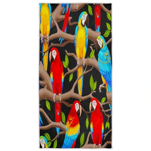 Violetpos Badetuch Bunte Auffällige Papageien ZweigeBunte Auffällige Papageien Zweige 70 cm x 140 cm Strandtuch