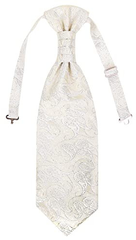 WANYING Herren Plastron Krawatte Vorgebunden mit Hakenverschluß Verstellbar Hochzeitskrawatte auf Hochzeiten Accessoires für den Bräutigam - Paisley Beige