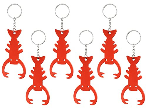 Honbay 6PCS Lobster Bottle Opener Keychain Aluminum Alloy Beer Bottle Opener Party Favors