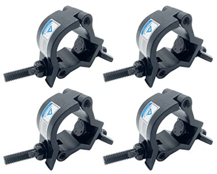 Quick O truss lighting clamp Fit 1.26-1.38 heavy duty aluminum alloy 165 LBs Hook Clamps for DJ lighting truss clamps (Black) (4PCS)
