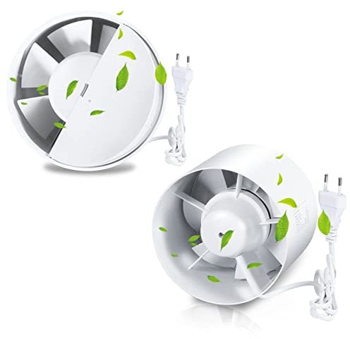 Randaco 100mm Rohrventilator Rauchabzug, Kanalventilator 130m³/h Inline-Rohrventilator Rohrlüfter Leise Abluftventilator für Küche, WC, Dachböden, Gewächshaus (2 Stück)