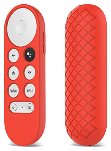 SanSixi Nuevo 2021 Funda De Silicona para Mando A Distancia Chromecast con para Google TV Mando A Distancia por Voz Funda Antipérdida para Chromecast 2020 (Red)