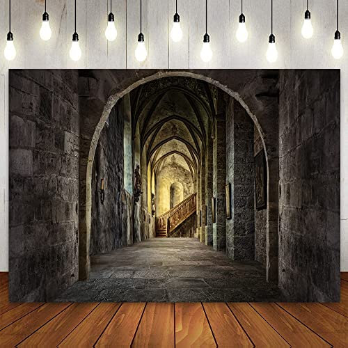 Zauberer Zauberschule Backdrop Gothic Dark Castle Halloween Fotografie Hintergrund für Kinder Jungen Mädchen Geburtstagsfeier Kuchen Banner 240X180cm