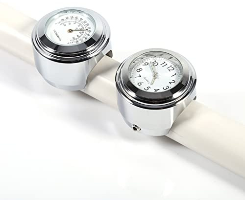 Tyenaza Termometro Per Orologio da Manubrio Per Moto, 1 Paio 7/8 1 Orologio Per Orologio da Manubrio Per Moto Universale Impermeabile E Temperatura del Termometro