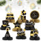 CHALA 9 Stk Silvester Deko 2025 Neujahr Tischdekoration Bienenwaben Silvester Tischdeko Schwarz Gold Neujahrsdekoration Happy New Year Deko Neujahrs Tischaufsätze Deko für Neujahr Party Silvesterdeko