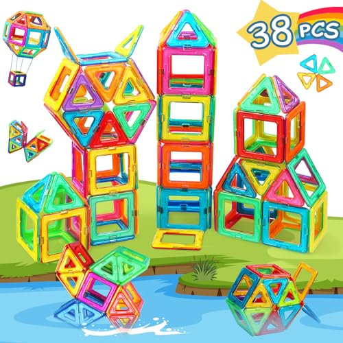 Magnetic Building Blocks toys for 3 year old boys girls Magnetic Tiles for Kids Learning Educational Magnets Construction Set Toys for 3 4 5 6 7 8+ Year Old STEM Toy Christmas Birthday Gift