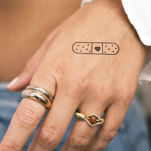 Inkster® Herz Pflaster Tattoo | Temporäres Tattoo mit EU-Kosmetikzertifizierung | wasserfest + vegan | revolutionäres 2-Wochen-Tattoo | Fake Tattoos und Klebetattoos für Erwachsene