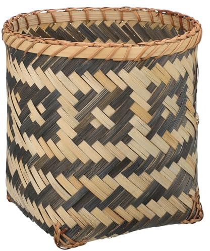 MUCKLILY Panier à ordures en osier rotin bambou tressé corbeille à papier rustique poubelle ronde poubelle bac magazines panier de fleurs