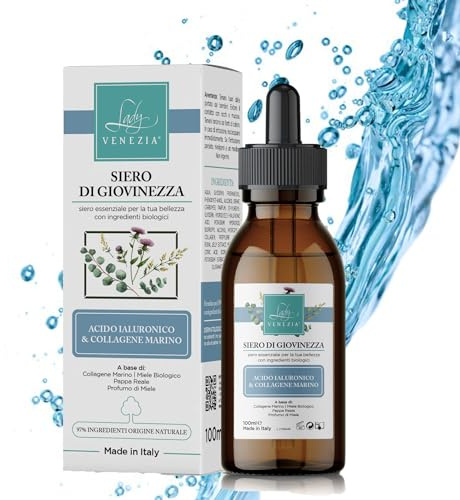 Hyaluron Serum mit Kollagen – Hochdosierte Anti-Falten Pflege – Anti-Aging Gesichtsserum für straffe Haut – Feuchtigkeit & Aufpolsternder Effekt – 100 ml – Lady Venezia