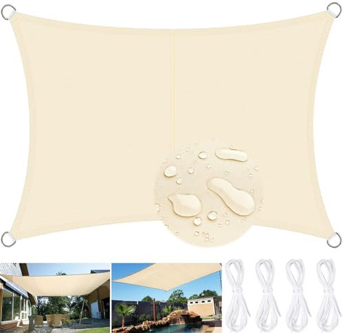 ENCOUN Toldo Vela Rectangular 2x3M, Impermeable Toldo Vela, Toldo Vela de Sombra Rectangular, Transpirable Vela de Sombra, Protección Rayos UV, Prueba Toldos Vela para Exterior,Patio,Jardín,Terrazas
