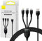 Baseus - Cable USB 3 en 1 Flash II, USB-C/Micro USB/Lightning, 66 W, 1,2 m, color negro
