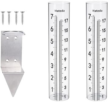 Mateda Regenmesser mit 17,8 cm Kapazität und Edelstahl-Halterung, Pfostenmontage, Regenmesser oder Hof, Garten, Outdoor, Haus (Stil C)