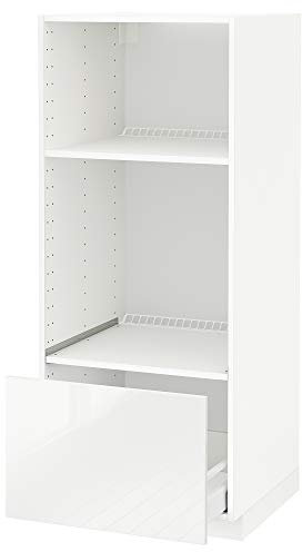 METOD/MAXIMERA cabine haute pour four/tiroir micro w, 60x60x140 cm, blanc/Ringhult blanc