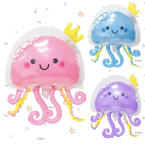 Catelves Meerestiere Luftballons Qualle Folienballon,XXL Qualle Helium Riesenballon 73x93cm,Ballons Unterwasserwelt Kindergeburtstag,Ozean Tiere Luftballons Kindergeburtstag für Kinder Geschenk