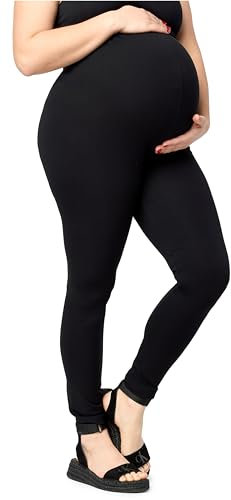 Merry Style Große Größen Damen Lange Umstandsleggings aus Viskose MS10-460 (Schwarz, 6XL)