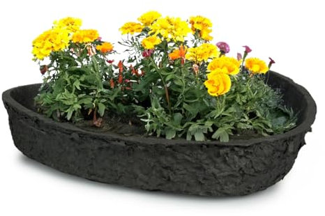 Pflanz-Herz als verrottungsfähige Pflanzschale in 36 cm - nachhaltiger Blumen-Topf in schwarz aus auflösendem Pappmaché - biologisch abbaubare Blumen-Schale für Friedwald Urnen-Grab