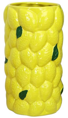 Large Lemon Vase 27cm Yellow Ceramic Fruit Textured Summer Flower Table Centrepiece
