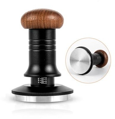 JAMOTOLLY Espresso Tamper 58mm Kaffee Tamper Espresso Presse mit 30lbs Konstanter Anpressdruck 304 Edelstahl Ripple Base Holzgriff für Kaffeesatz Barista Espressomaschinen Zubehör
