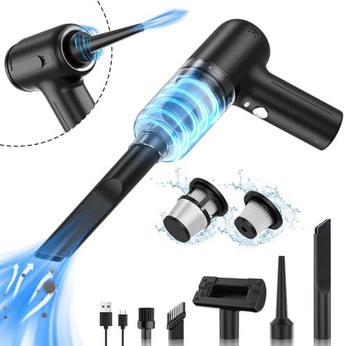 JOHNBOLIN Handheld Vacuum Cleaner,13000Pa, Car Vacuum Cleaner, Tyep-C Double Layer Filtration Rechargeable Portable Lightweight Mini, Cleaning for Home Office Desk and Car (Black-125)