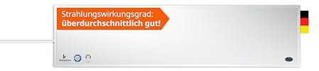 Könighaus Infrarotheizung 120x30 cm - 450 Watt ✓ 5 Jahre Garantie ✓ Doppelter Überhitzungsschutz ✓ Ultraflacher Heizkörper für 6-12 m² ✓ Die platzsparende, CO2-freie Elektroheizung ✓ inkl. Thermostat