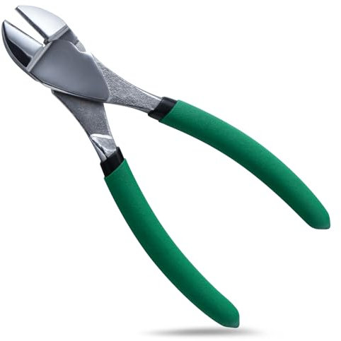 INJOYTEC Pinze a testa grande diagonale cromata, 17,8 cm, taglio diagonale, pinze multiuso con testa angolata, pinze da taglio resistenti per tagliare la maggior parte dei fili induriti e lavori