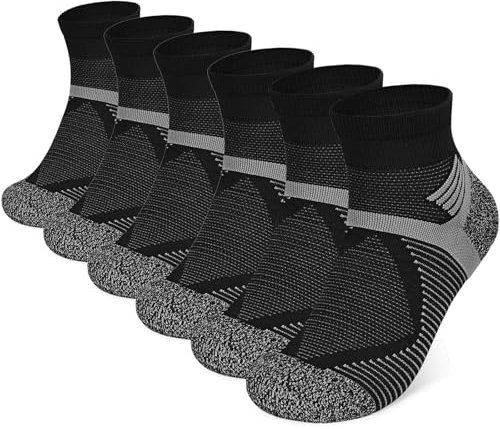 Chaussettes de randonnée anti-ampoules hommes femmes marche coton compression course à pied rembourrées chaussettes de sport de plein air trekking cyclisme 42-46 noir L 6P