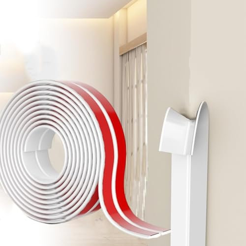 Bandes de protection des bords autocollantes en TPE - 2 cm x 1 m - Plinthe souple imperméable pour portes, fenêtres, murs et sols, découpable, flexible, idéale pour la cuisine, la rénovation (blanc)