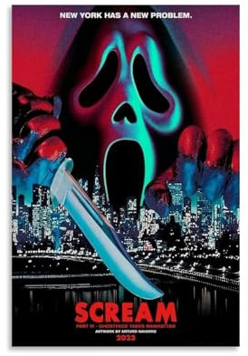 PANTTING Scream Horror-Film-Poster, ästhetischer Leinwand-Kunstdruck, Heimdekoration für Schlafzimmer, Wohnzimmer, 30 x 45 cm, ungerahmter Stil