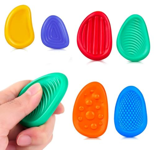 6 Pcs Sensory Stones, Fidget Toys Made of Soft Food-Grade Silicone, Worry Stones for Anxiety Relief Perfect Calming Toys for Kids, Adults, Autism Support, Stress Relief, and Relaxation