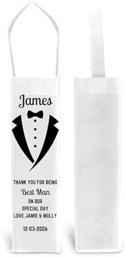Personalised Best Man Wedding Design Gift Bag For Bottle of Wine Rum Vodka Whiskey Champagne