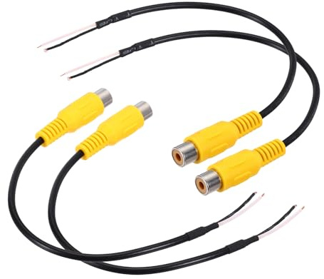 QUARKZMAN 0.2 Meter Cinch Kabel Gelber RCA Weiblicher Steckerbuchsenadapter auf Blankdraht Ende Audio Video RCA Kabel für Verstärker Lautsprecherdraht Packung mit 4