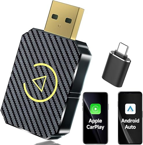 Adaptador inalámbrico CarPlay para coches | Bluetooth, WiFi, Tipo-C/USB, caja inteligente Android Auto | Conversor de CarPlay cableado a inalámbrico | Plug & Play | Compatible con iPhone iOS 10+