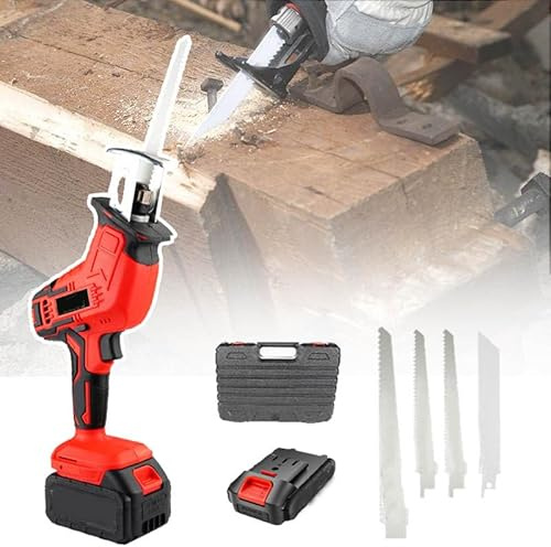 smafoseedding Scie Alternative sans Fil - éclairage LED, Scie électrique pour Couper Les Os/Branches/PVC/Viande Congelée - avec 4 Lames Et Boîte De Rangement pour Usage Commercial Et Domestique