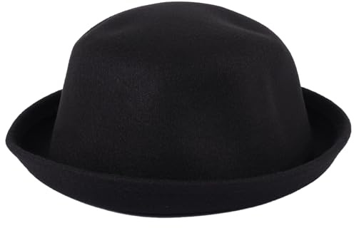 Asyduey 1 Pieza MelóN Sombrero BombíN Sombrero BombíN Sombrero BombíN Sombrero de Fieltro Sombrero Chaplin Sombrero de EquitacióN (Negro)