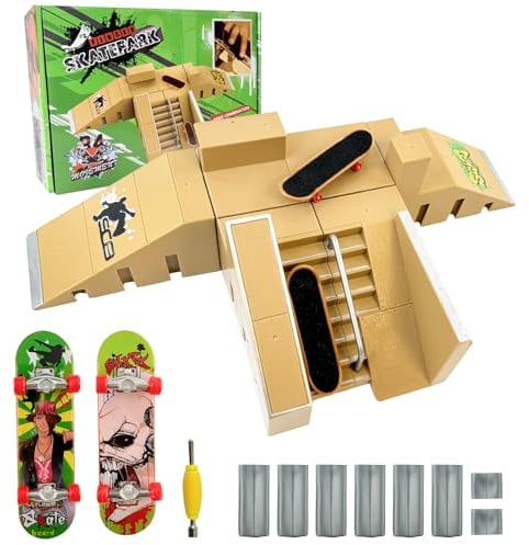 Morofme Fingerboard Rampe Zubehor Set, 5-in-1 Finger Skateboard Park | DIY Montagen Fingerskateboard Rampe mit Metall Mini Skateboard fur Fingersportarten Spielzeug Sporttrainings Geschenk