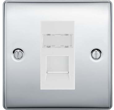Polished Chrome 1 Gang RJ45 Cat6 Data Outlet White Insert - NPCRJ451W