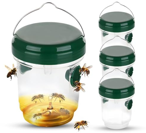 yotutun Piege a Guepes Exterieur, Piège à Frelons à Suspendre Attrape Insectes Répulsif à Guêpes en Plastique Piège Écologique pour Piege Moustique, Mouche, Moucheron (4 Pièces-Vert)